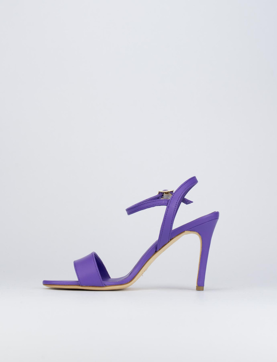 High heel sandals heel 8 cm violet leather