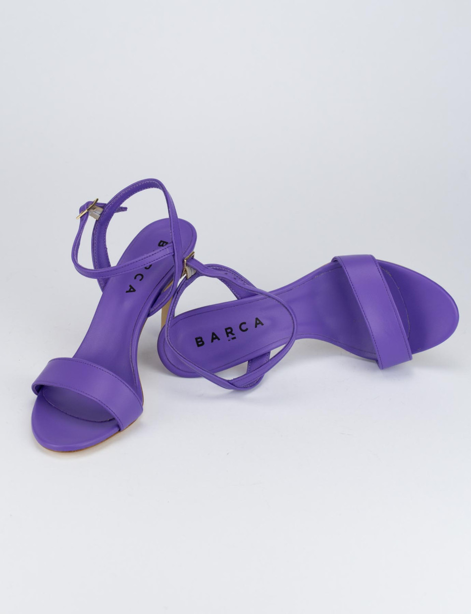Sandalo tacco 8 cm viola pelle