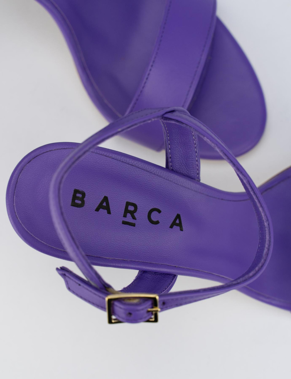 High heel sandals woman heel 8 cm violet leather Barca Stores