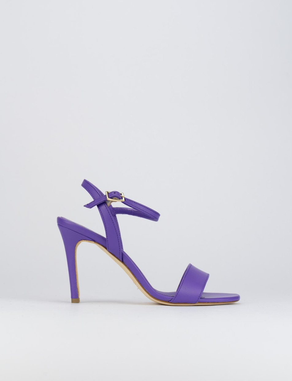 High heel sandals heel 8 cm violet leather