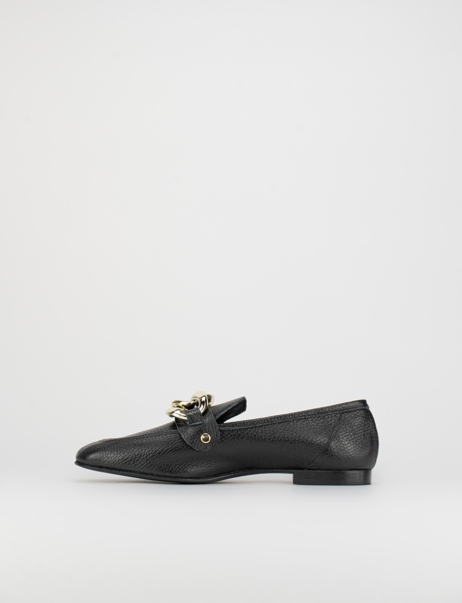 Mocassino tacco 1 cm nero pelle