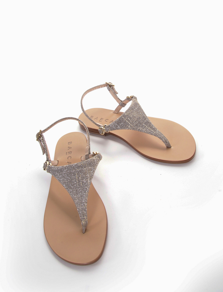 Flip flops woman heel 1 cm silver glitter Barca Stores