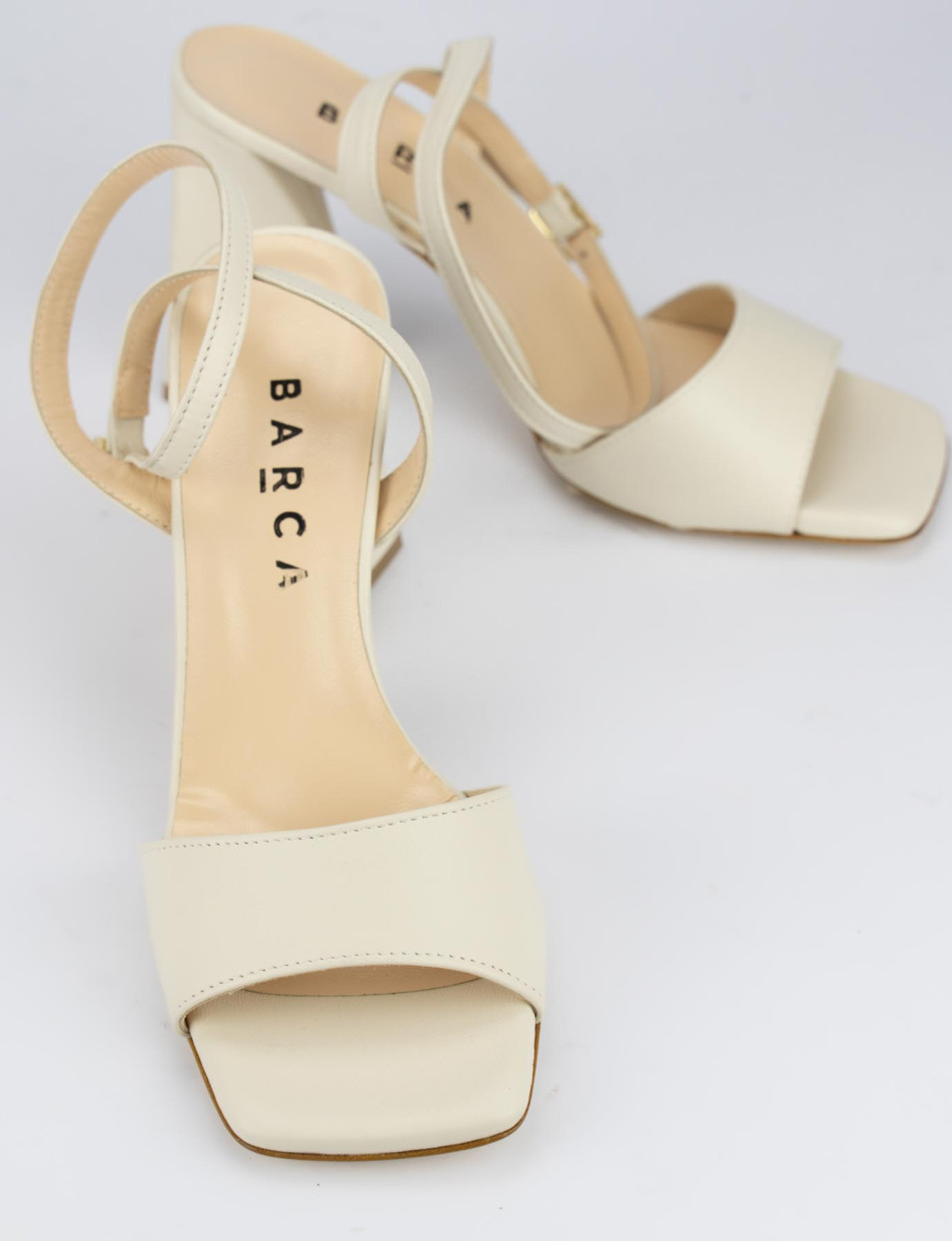 High heel sandals heel 9 cm white leather