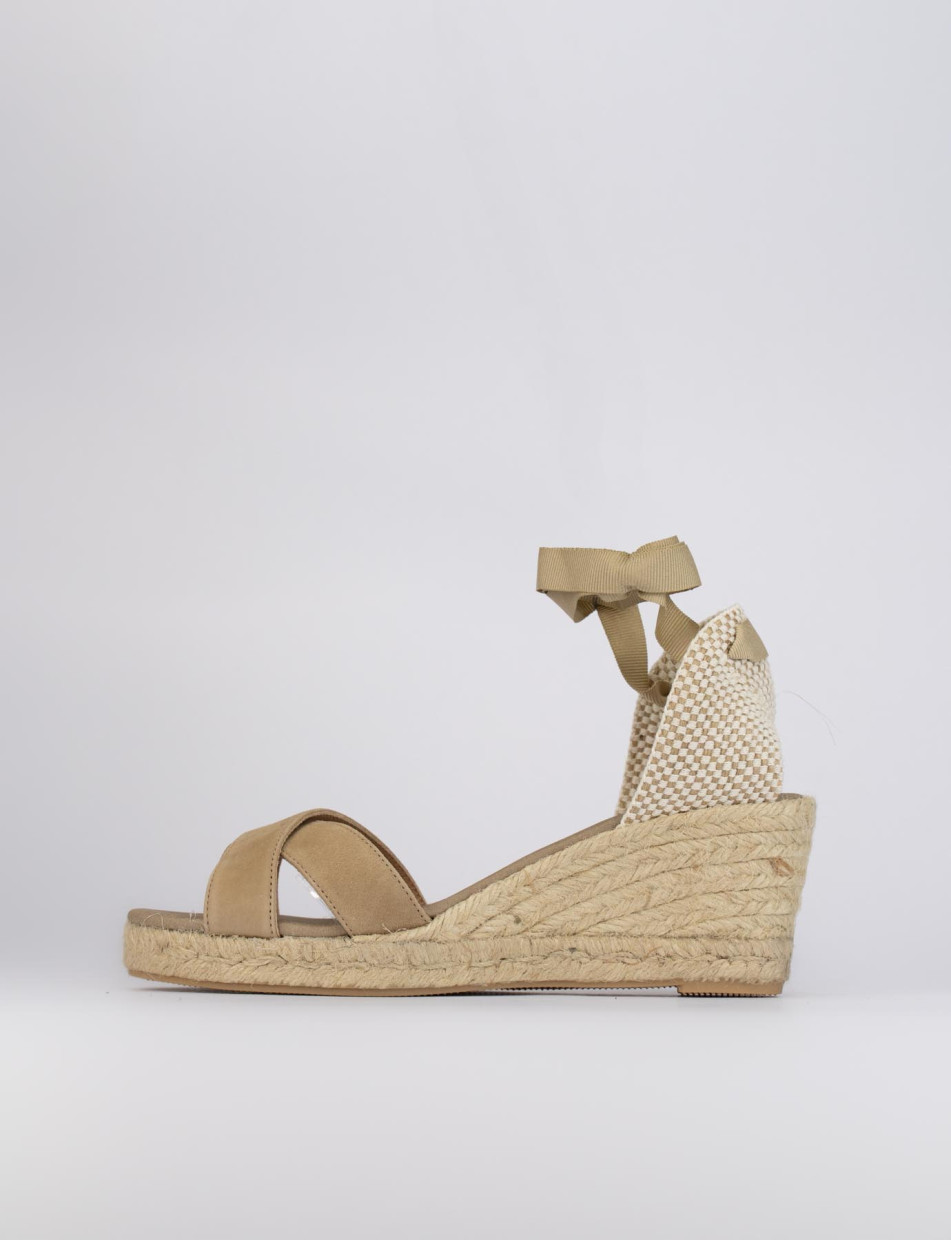 Espadrillas heel 6 cm beige chamois