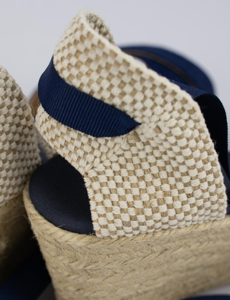 Sandalo espadrilla zeppa 6 cm blu camoscio