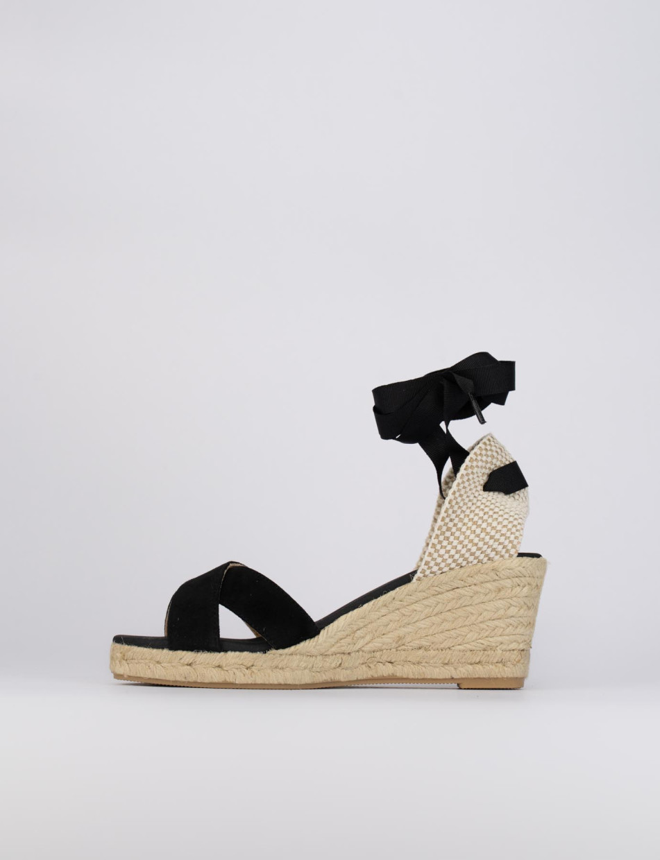 Espadrillas heel 6 cm black chamois