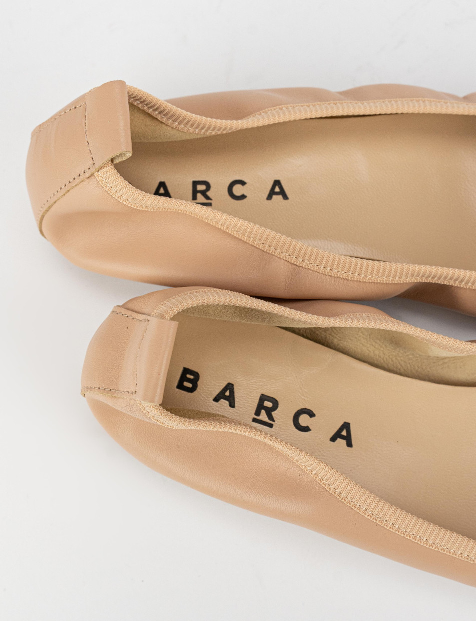 Ballerina tacco 1 cm beige pelle