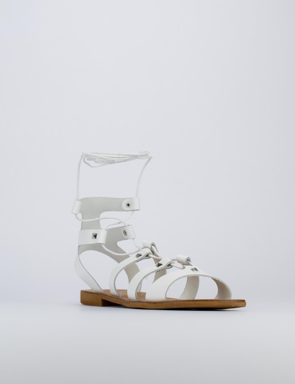 Sandalo tacco 1 cm bianco pelle