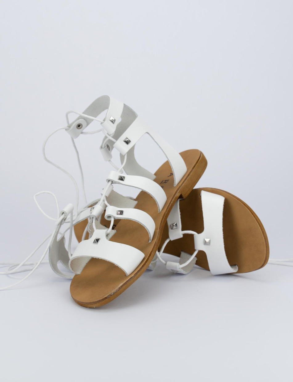 Sandalo tacco 1 cm bianco pelle