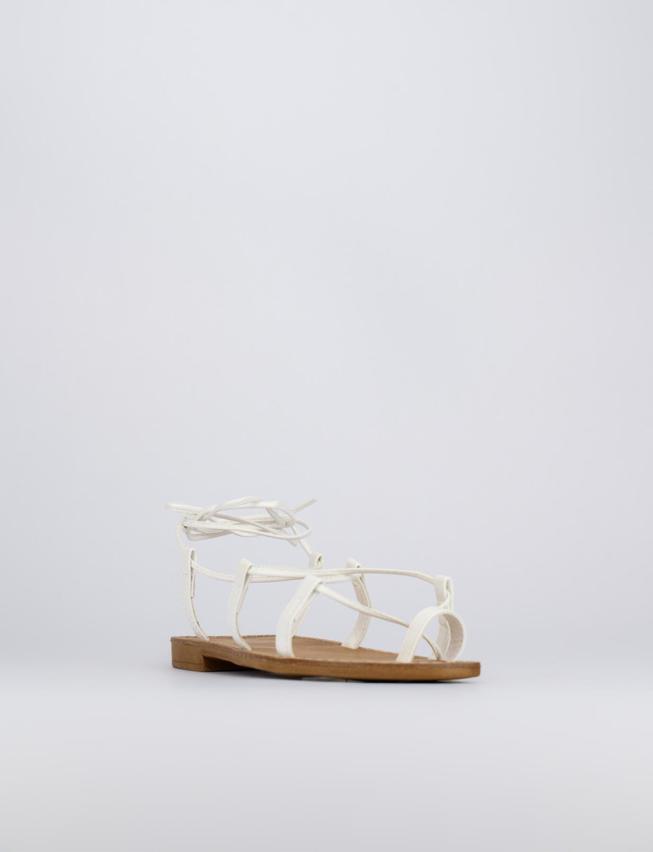 Low heel sandals heel 1 cm white leather