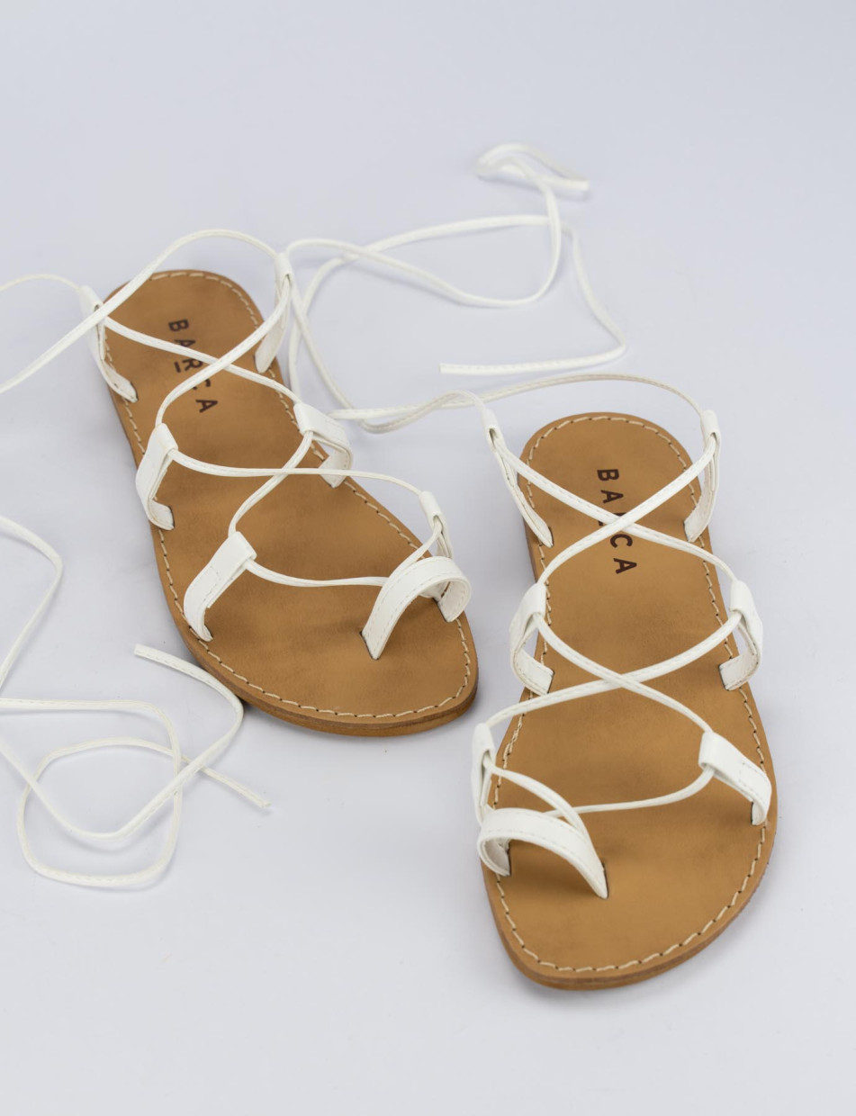 Sandalo tacco 1 cm bianco pelle