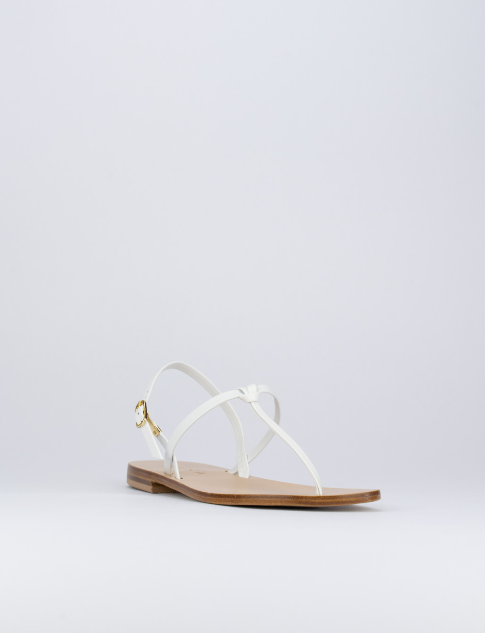 Flip flops heel 1 cm white leather