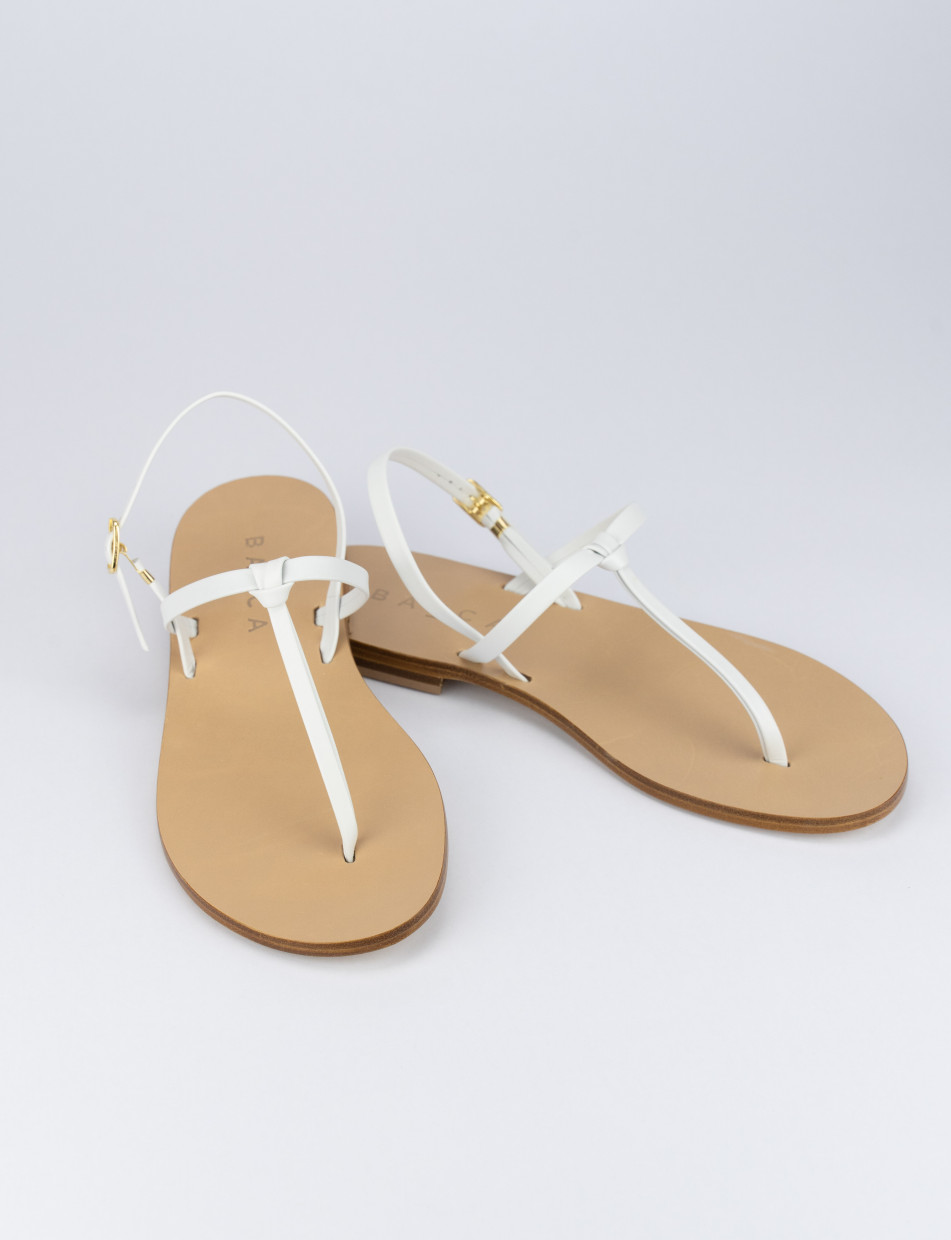 Flip flops heel 1 cm white leather