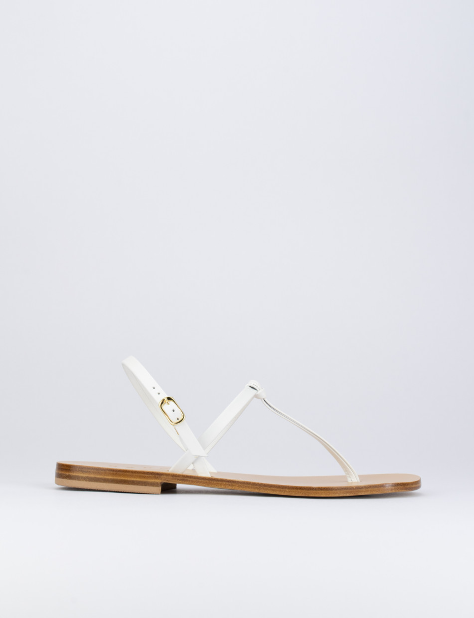 Flip flops heel 1 cm white leather