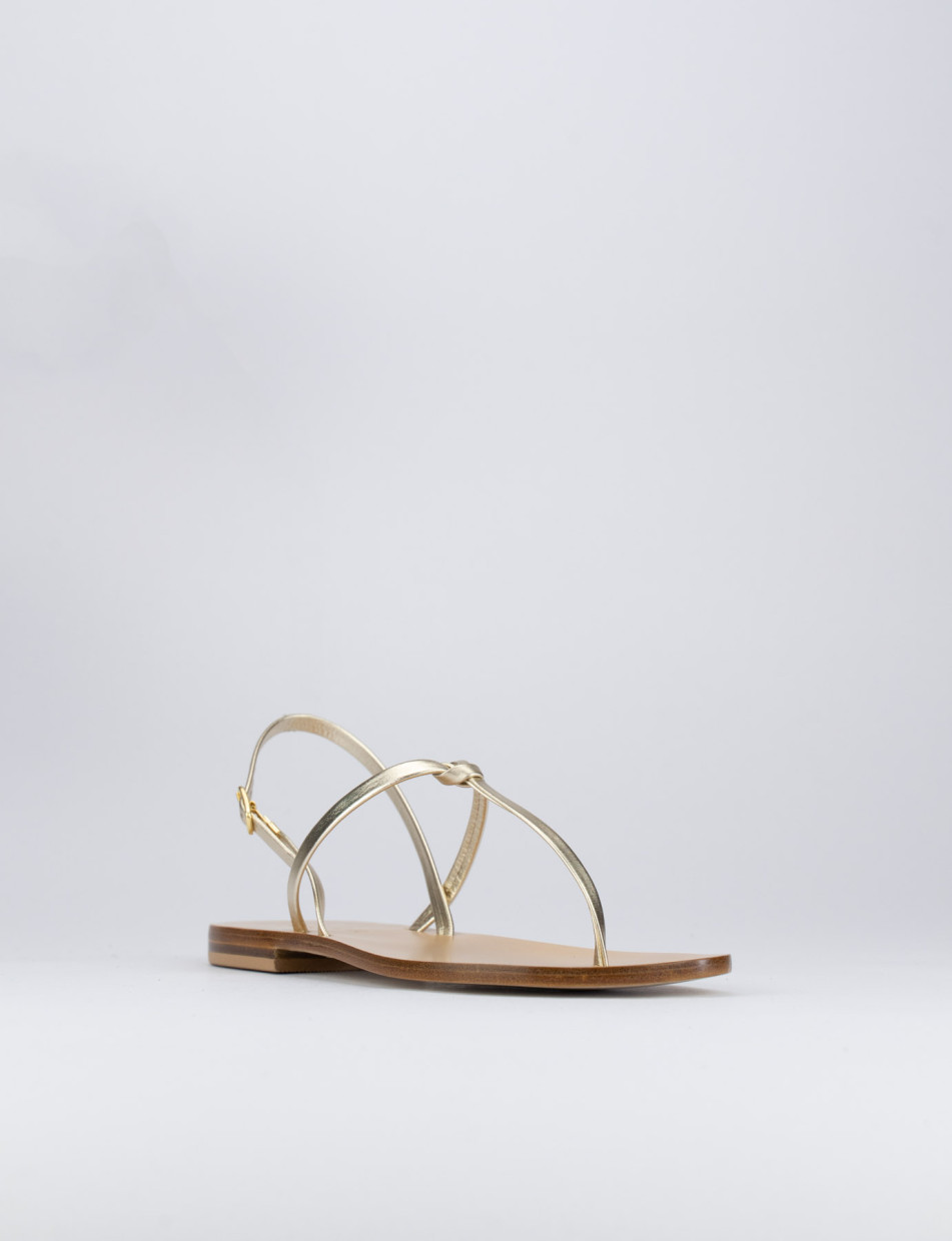 Flip flops heel 1 cm gold leather