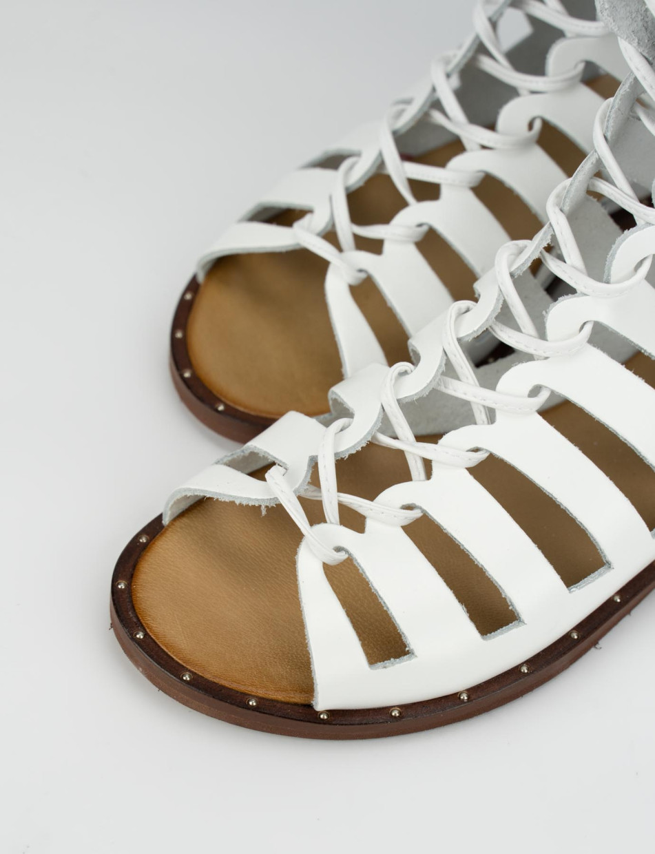 Sandalo tacco 1cm bianco pelle