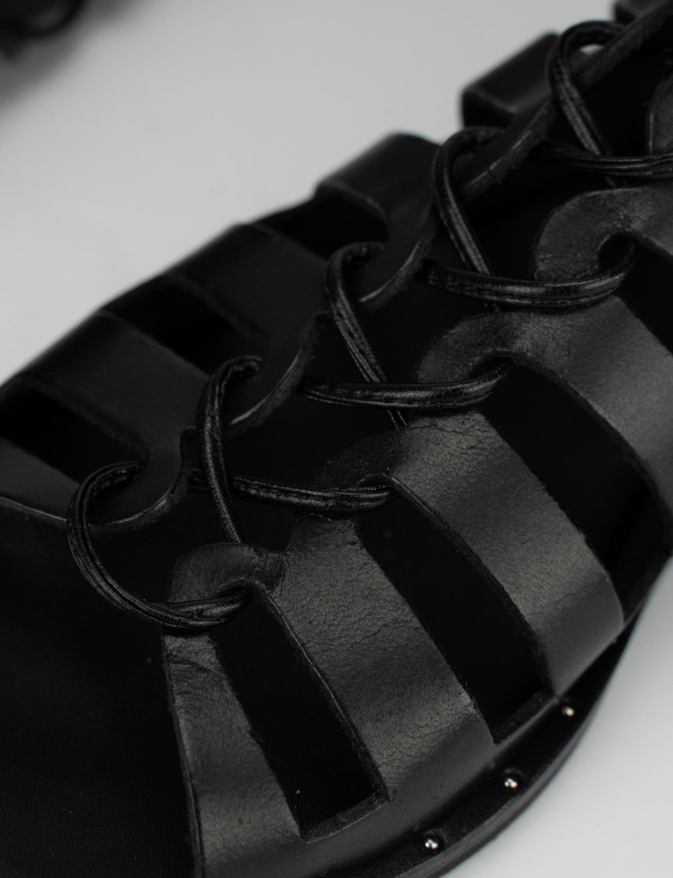 Sandalo tacco 1cm nero pelle