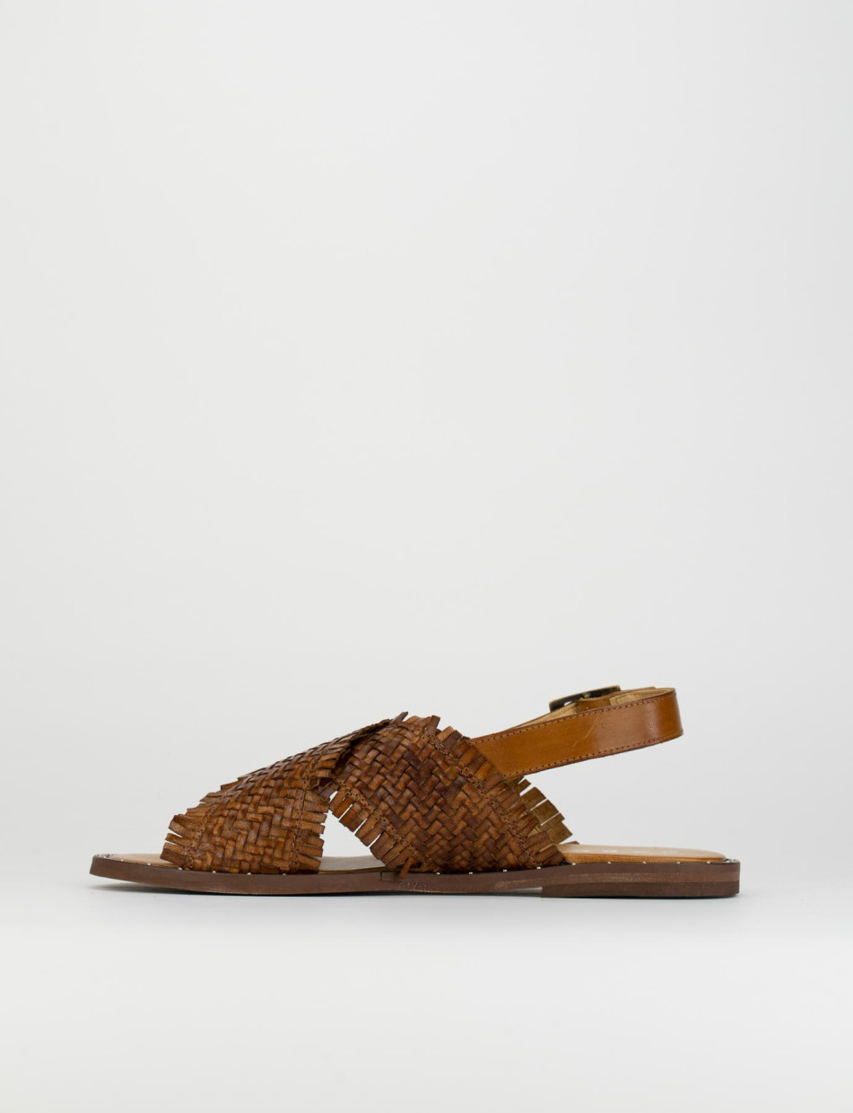 Sandali tacco 1cm pelle marrone