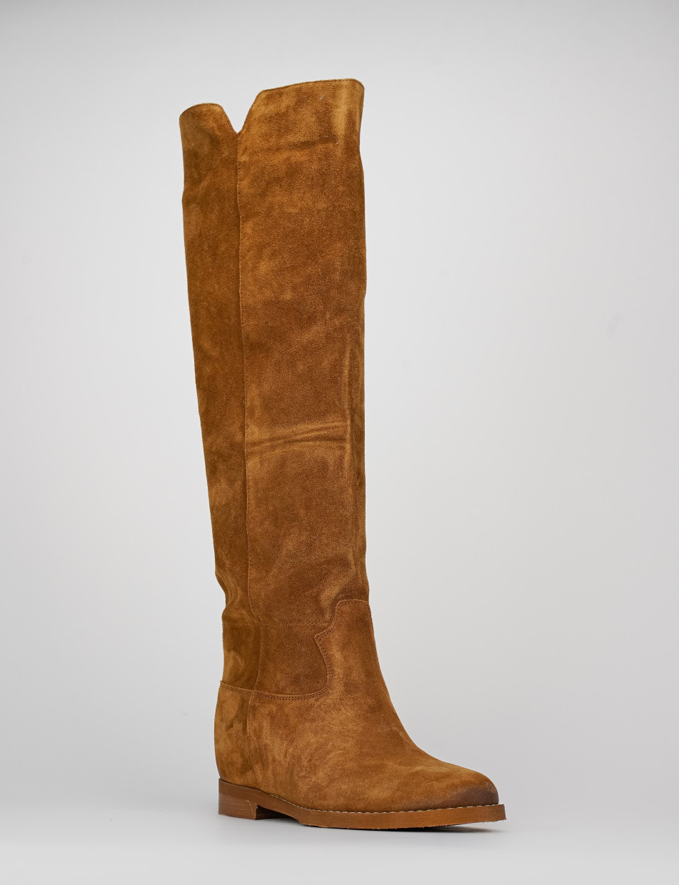Stivale tacco 2 cm marrone camoscio Barca Stores
