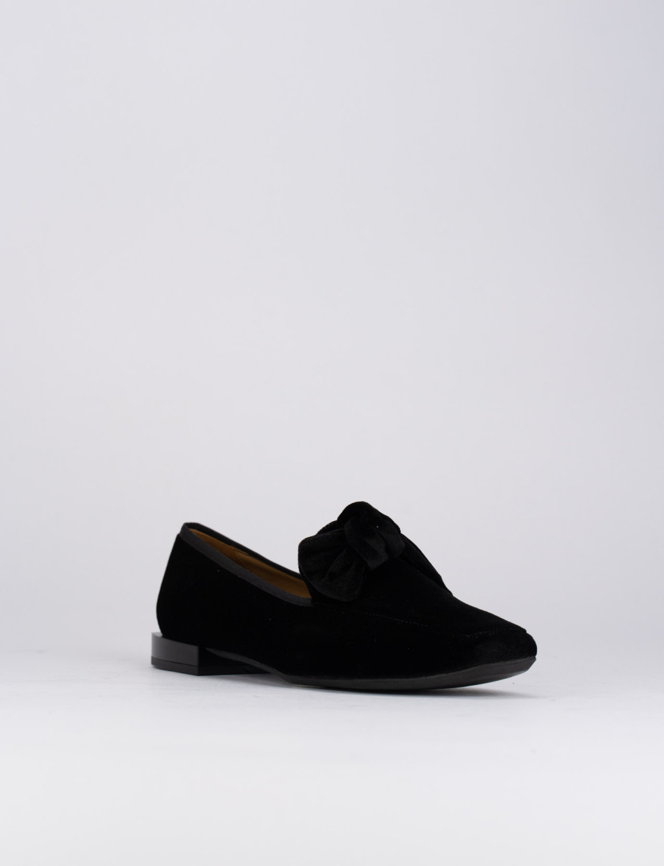 Loafers heel 1 cm black velvet