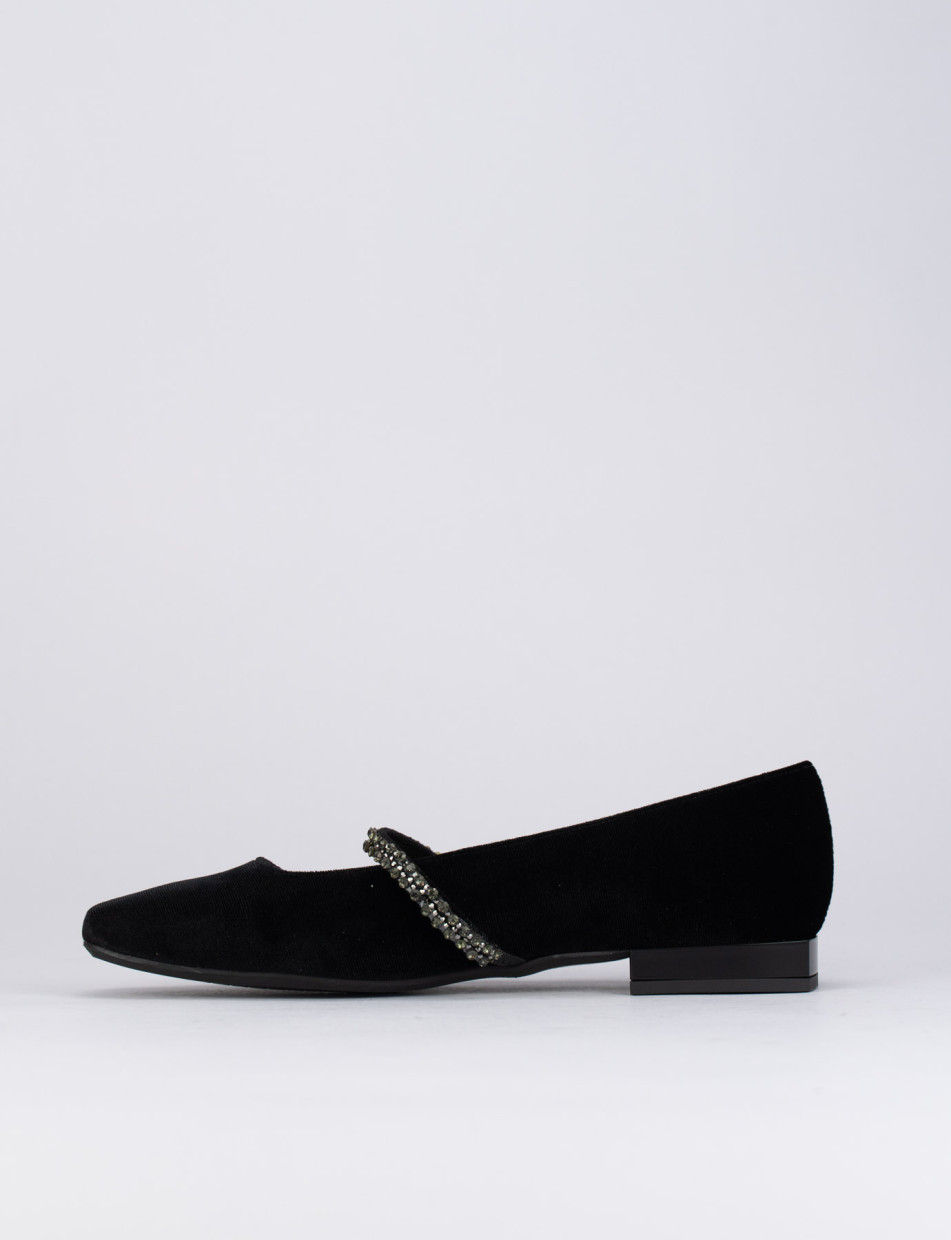 Flat shoes heel 1 cm black velvet