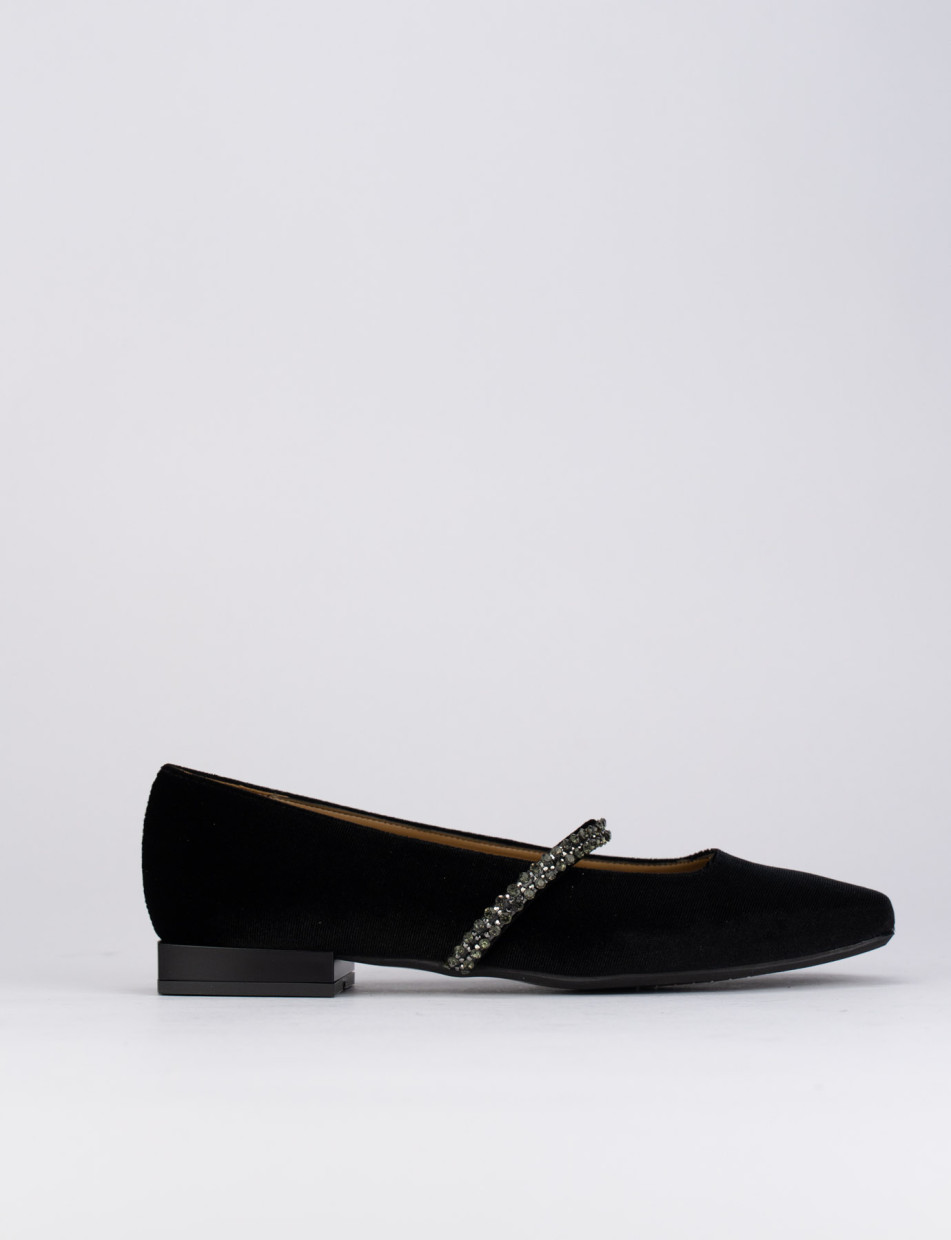 Flat shoes heel 1 cm black velvet