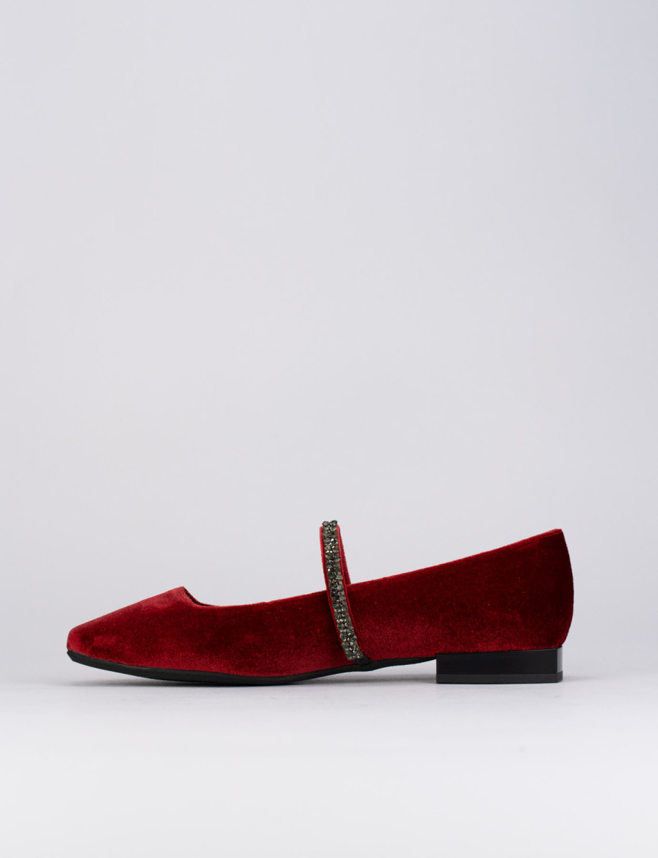 Flat shoes woman heel 1 cm red velvet Barca Stores