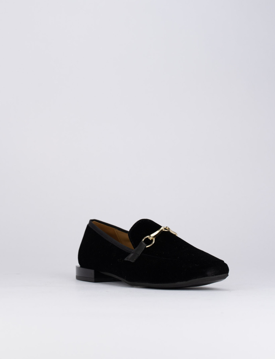 Loafers heel 1 cm black velvet