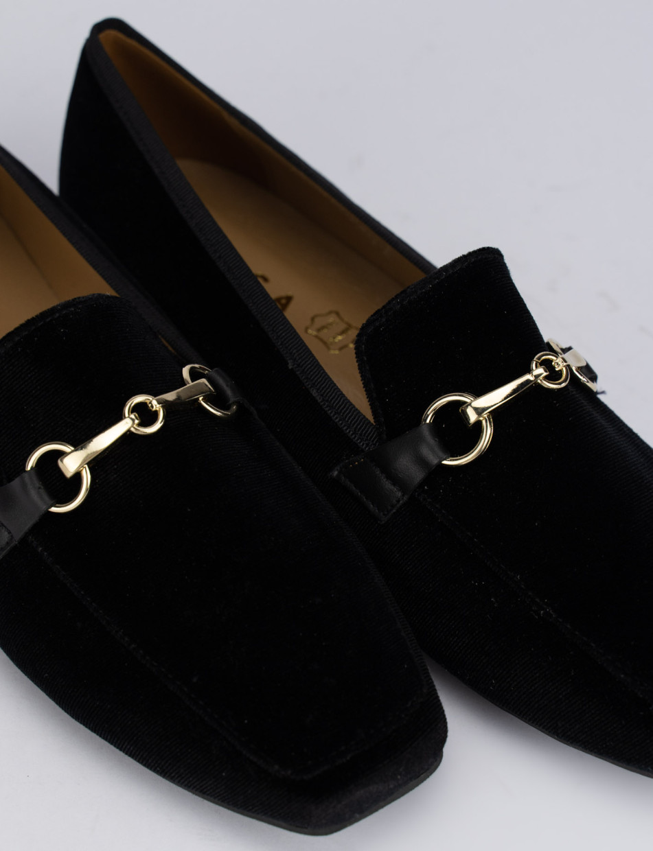 Loafers heel 1 cm black velvet