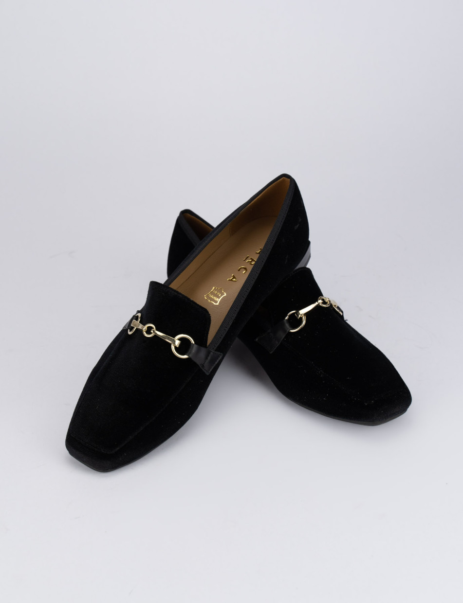Loafers heel 1 cm black velvet