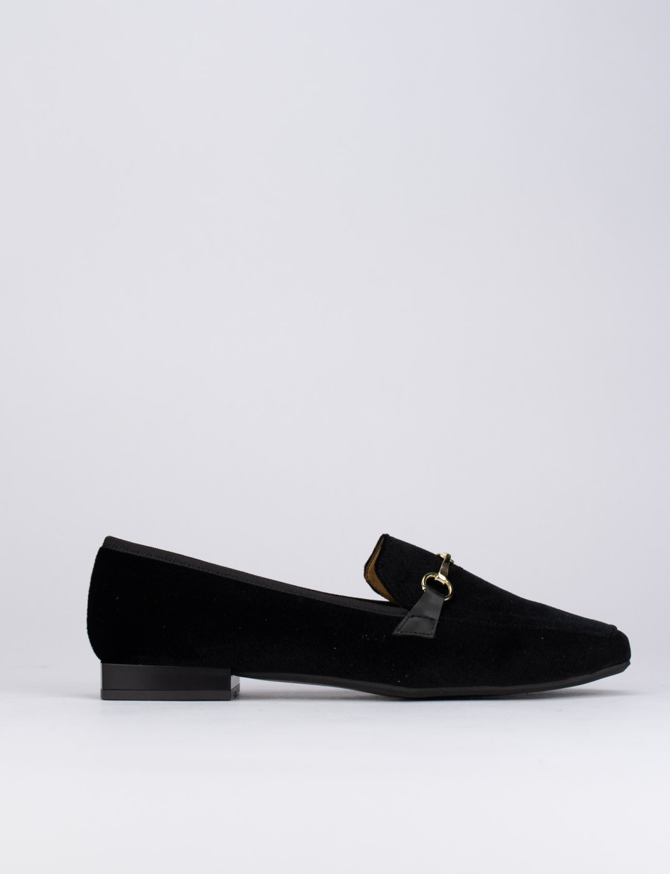 Loafers heel 1 cm black velvet