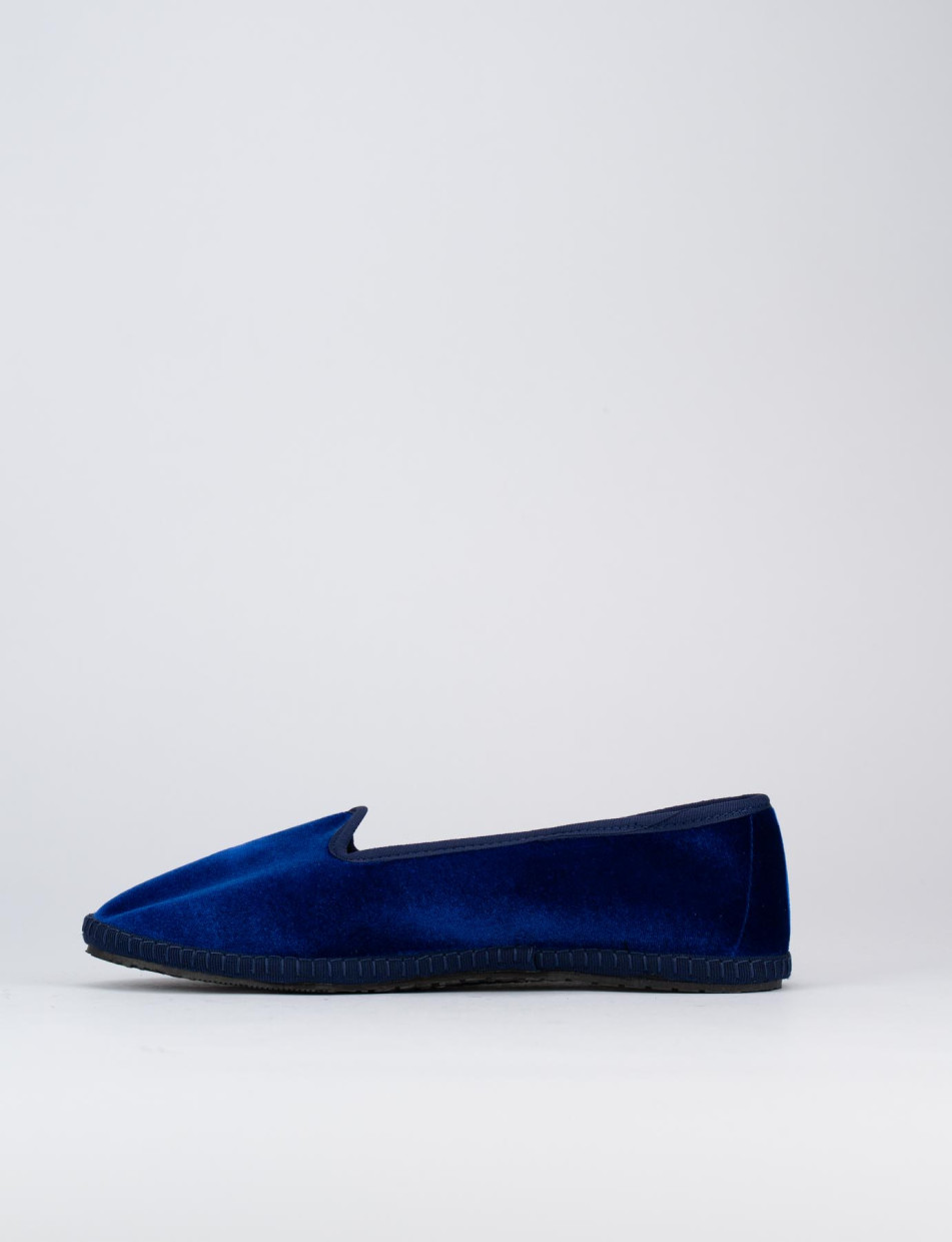 Flat shoes heel 1 cm blu velvet