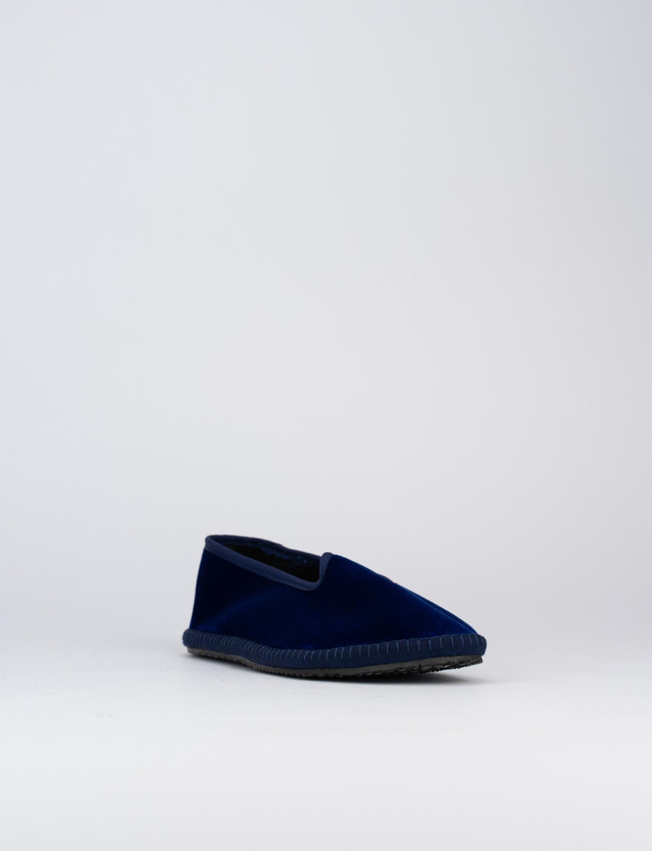 Flat shoes heel 1 cm blu velvet