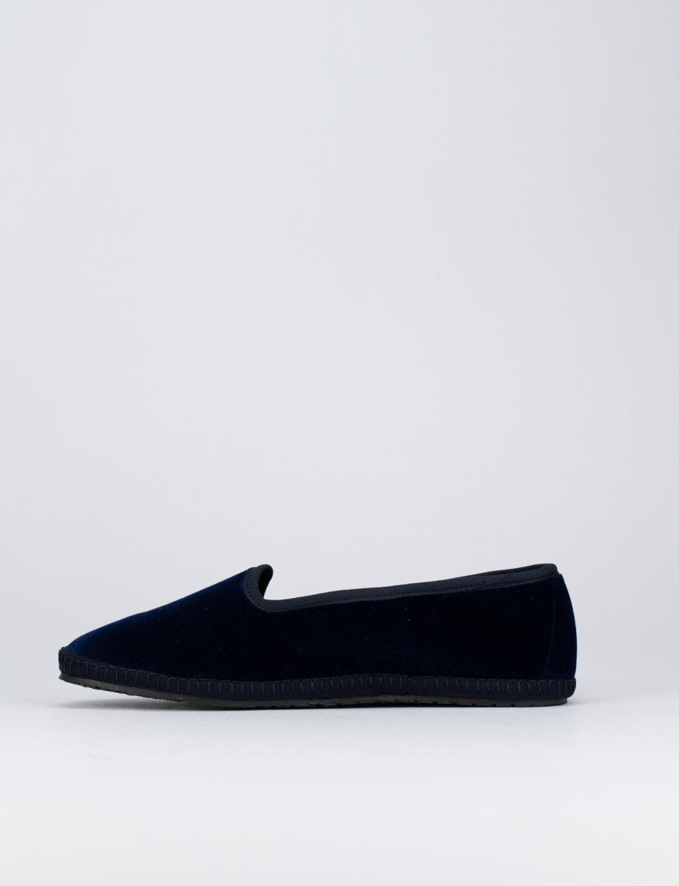 Flat shoes heel 1 cm blu velvet