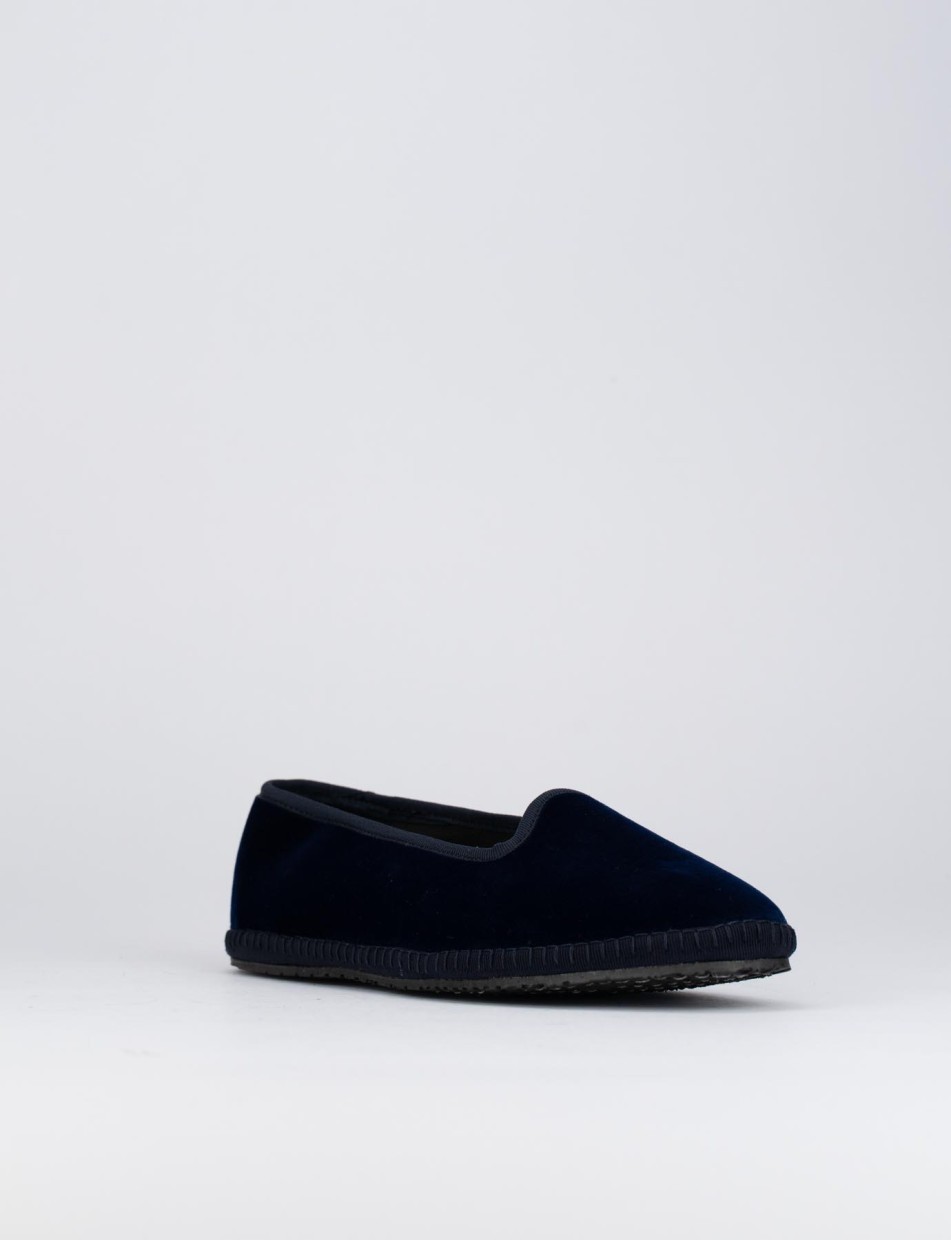 Flat shoes heel 1 cm blu velvet