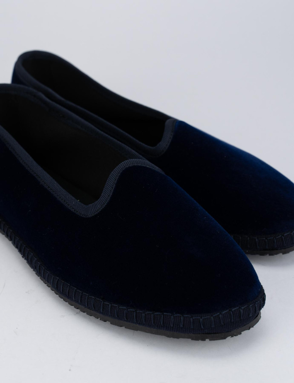 Ballerine tacco 1cm velluto blu