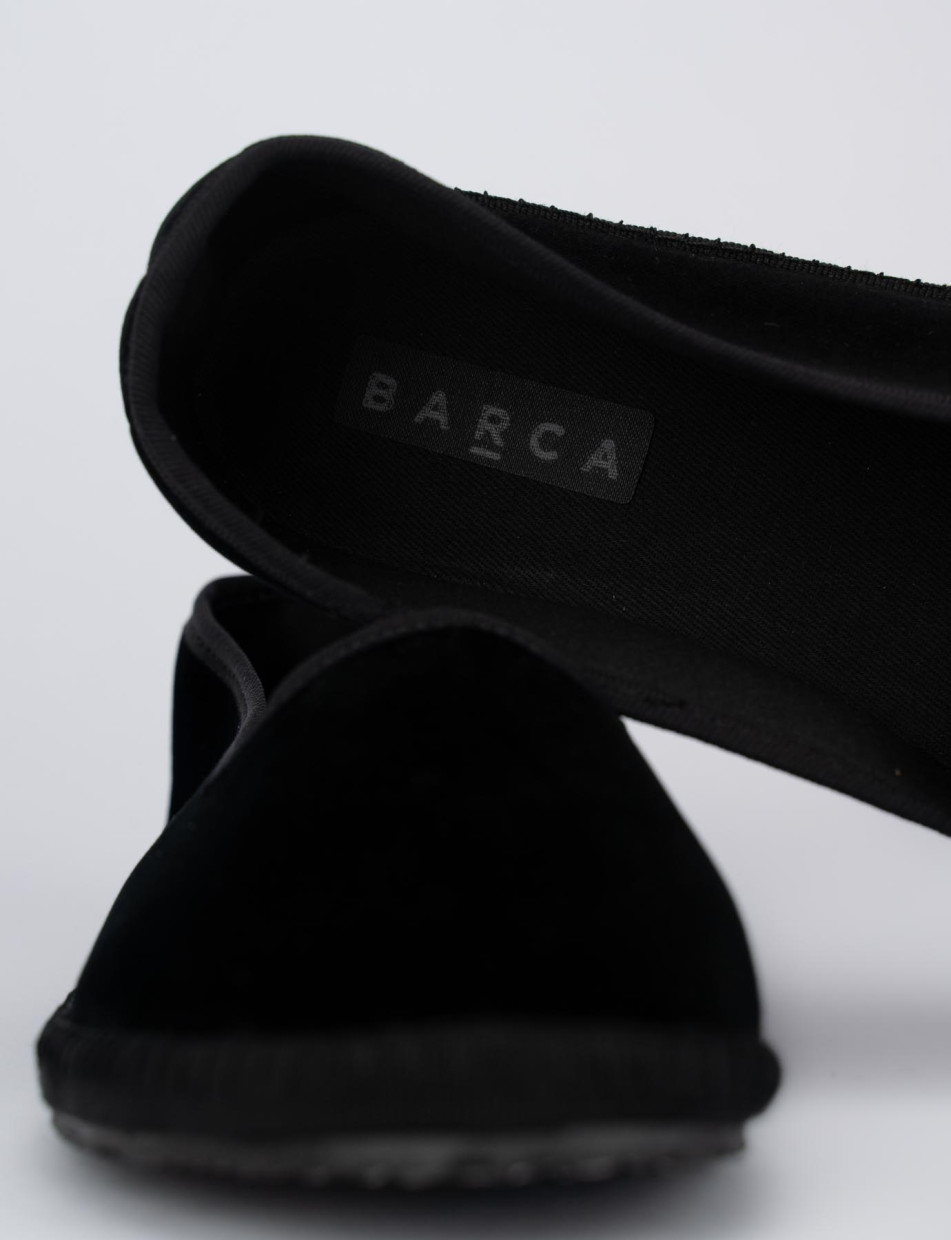 Flat shoes heel 1 cm black velvet