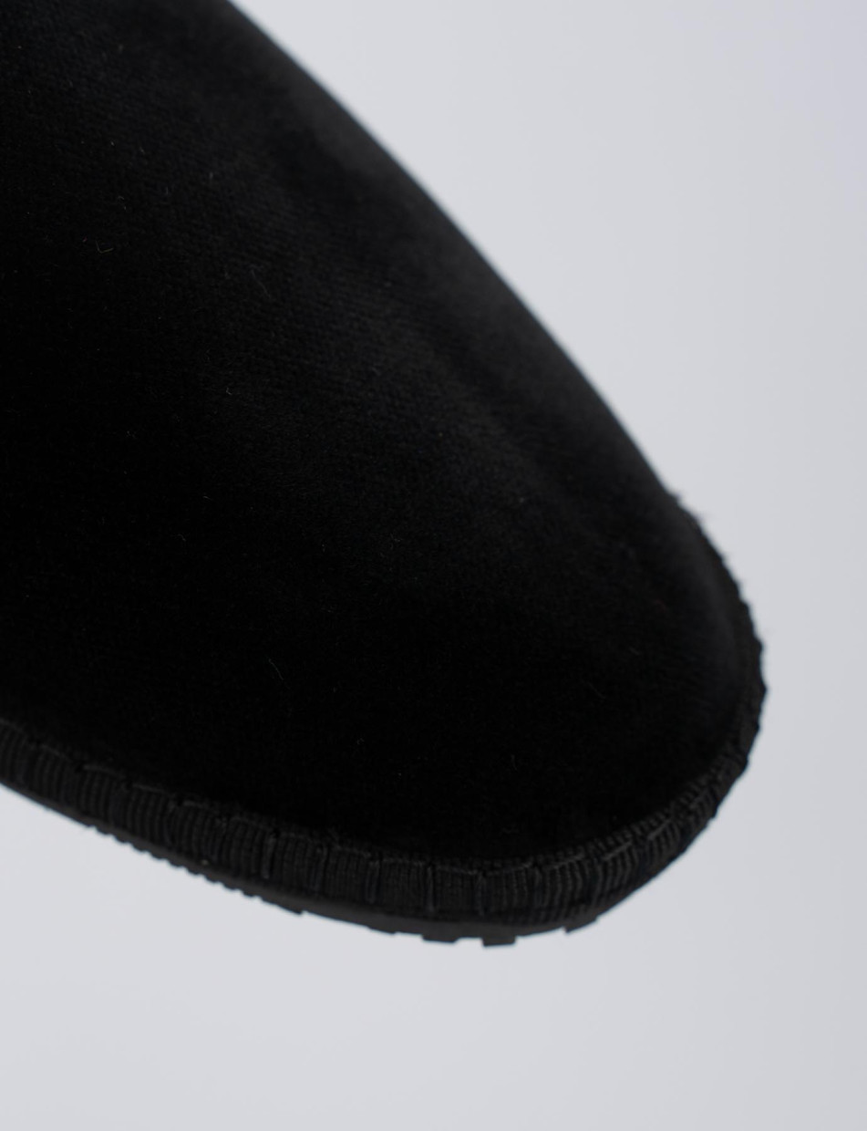 Flat shoes heel 1 cm black velvet