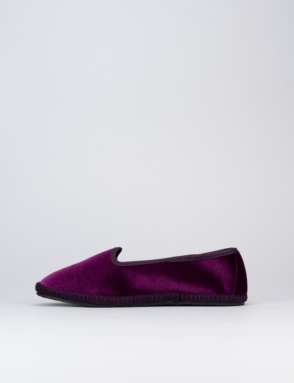 Flat shoes heel 1 cm violet velvet