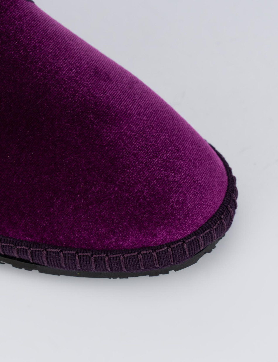 Flat shoes heel 1 cm violet velvet