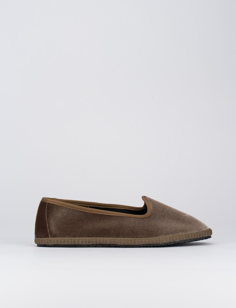 Flat shoes heel 1 cm dark brown velvet
