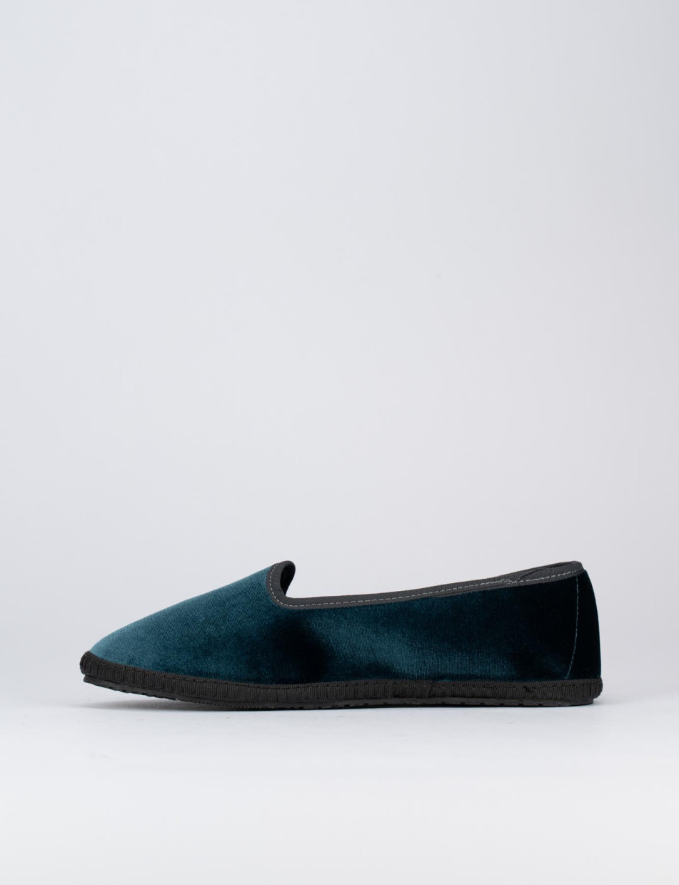 Flat shoes heel 1 cm green velvet