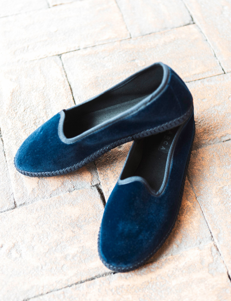 Ballerine tacco 1cm velluto blu