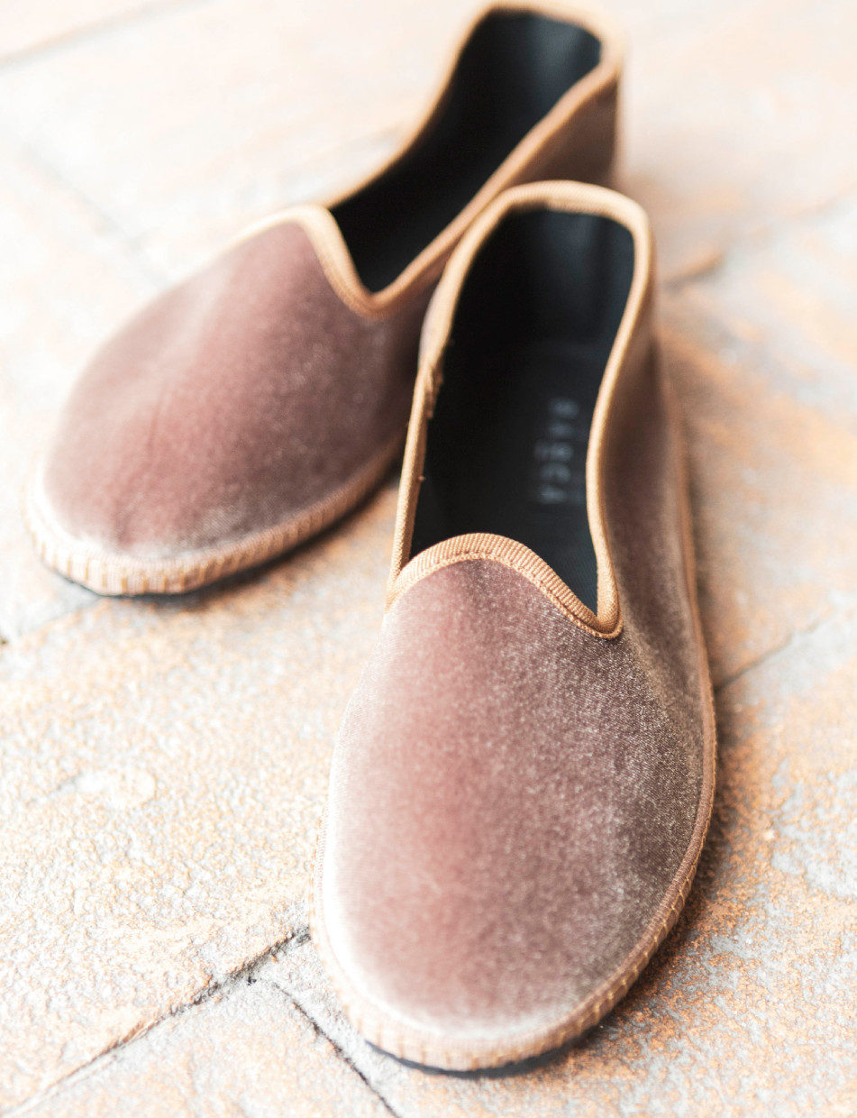 Flat shoes heel 1 cm dark brown velvet