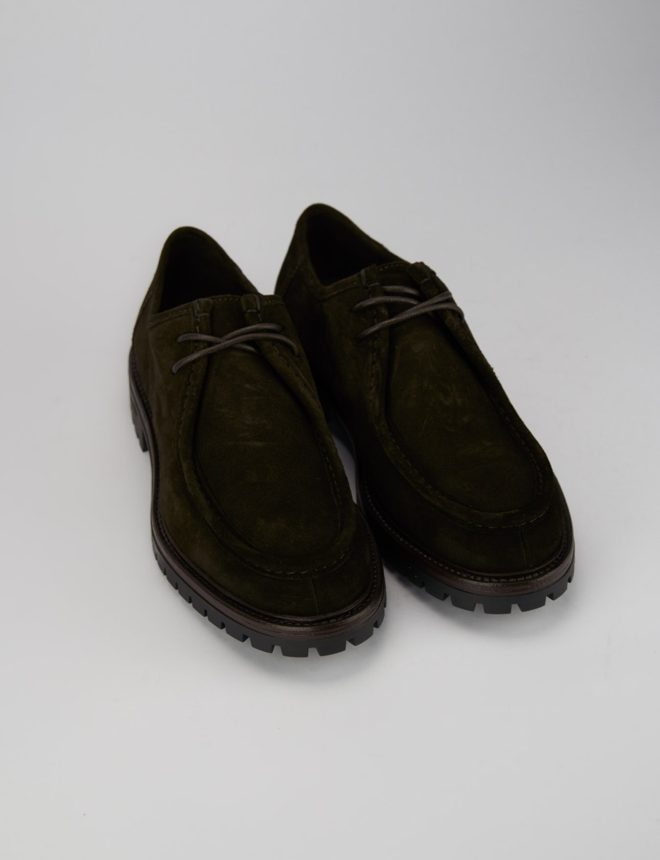 Lace-up shoes dark brown chamois