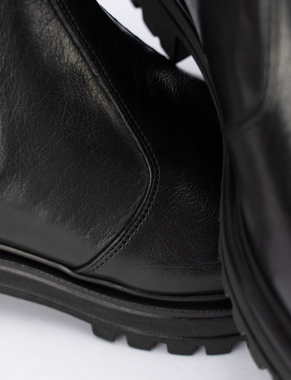 Ankle boots heel 1 cm black leather