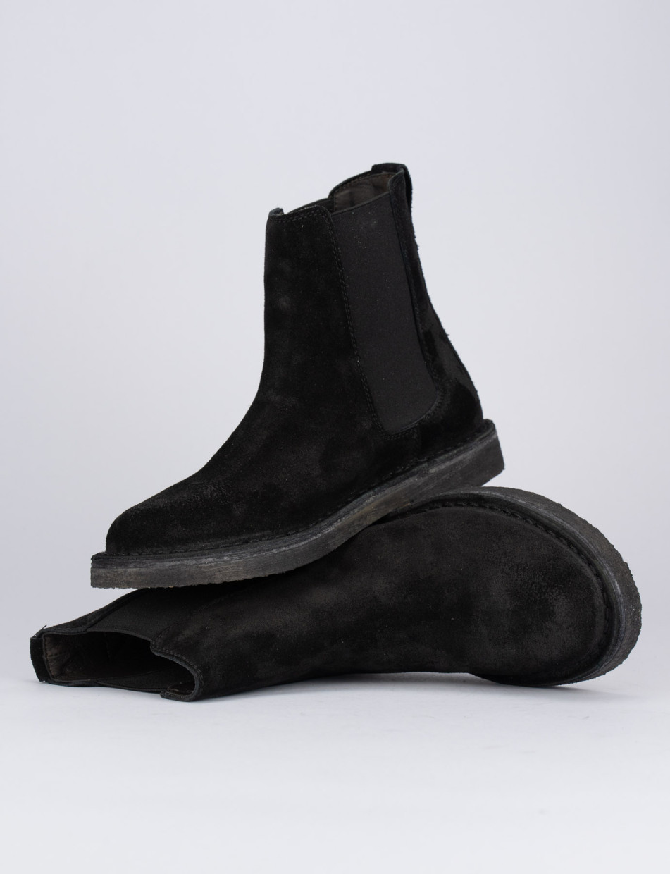 Low heel ankle boots heel 1 cm black chamois