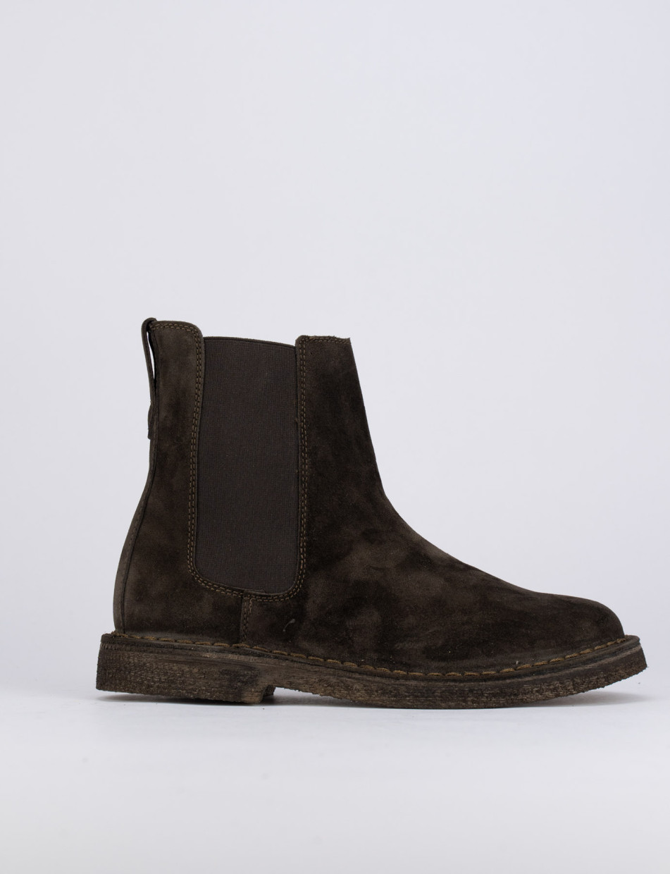 Low heel ankle boots heel 1 cm dark brown chamois
