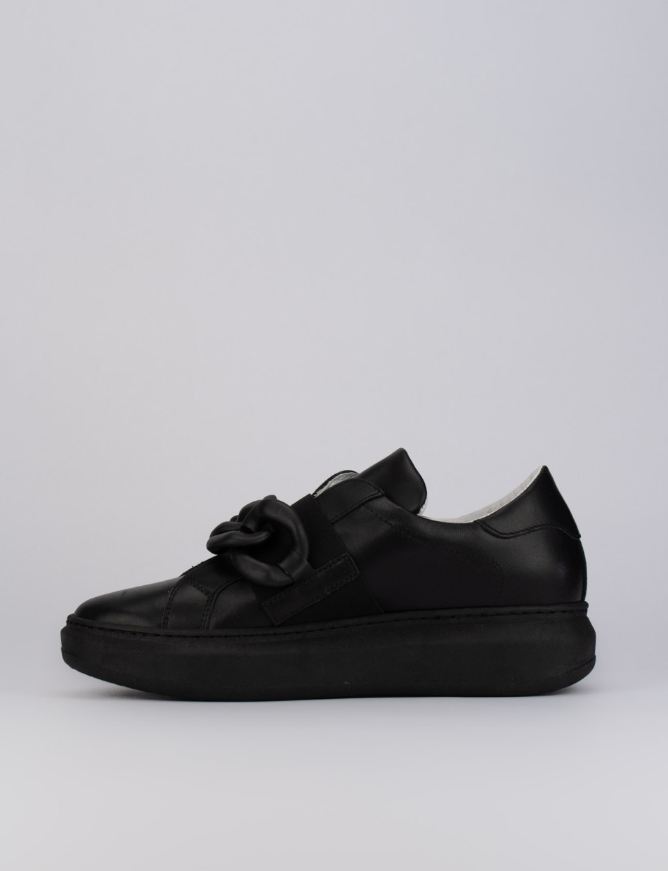 Sneakers heel 1 cm black leather