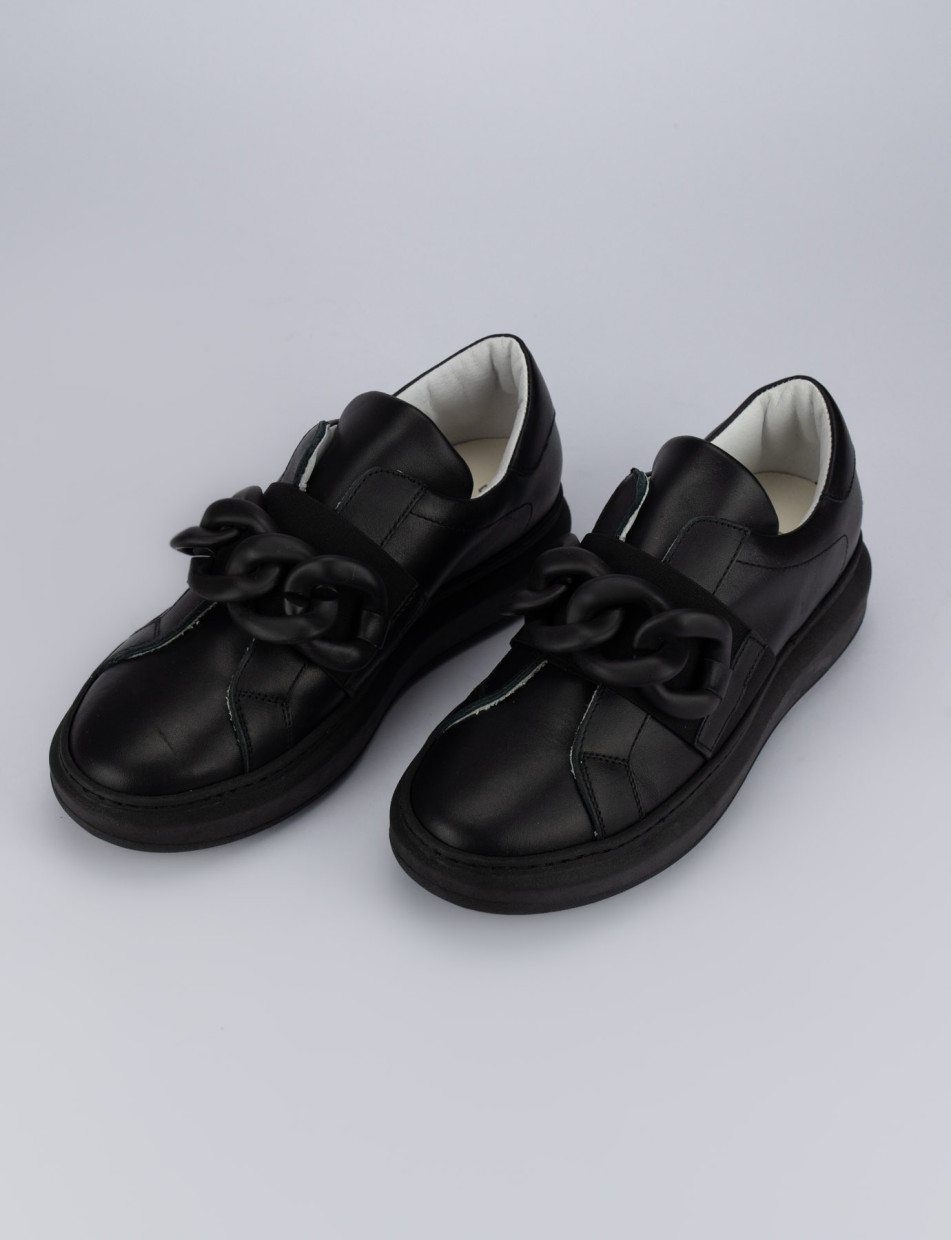 Sneakers heel 1 cm black leather